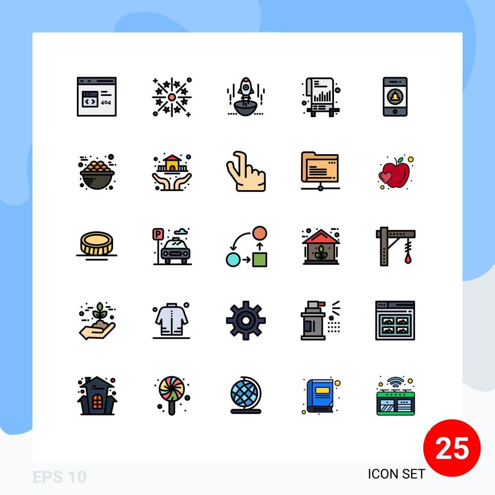uppsättning av 25 modern ui ikoner symboler tecken för dokument rymdskepp Semester entreprenör företag redigerbar vektor design element