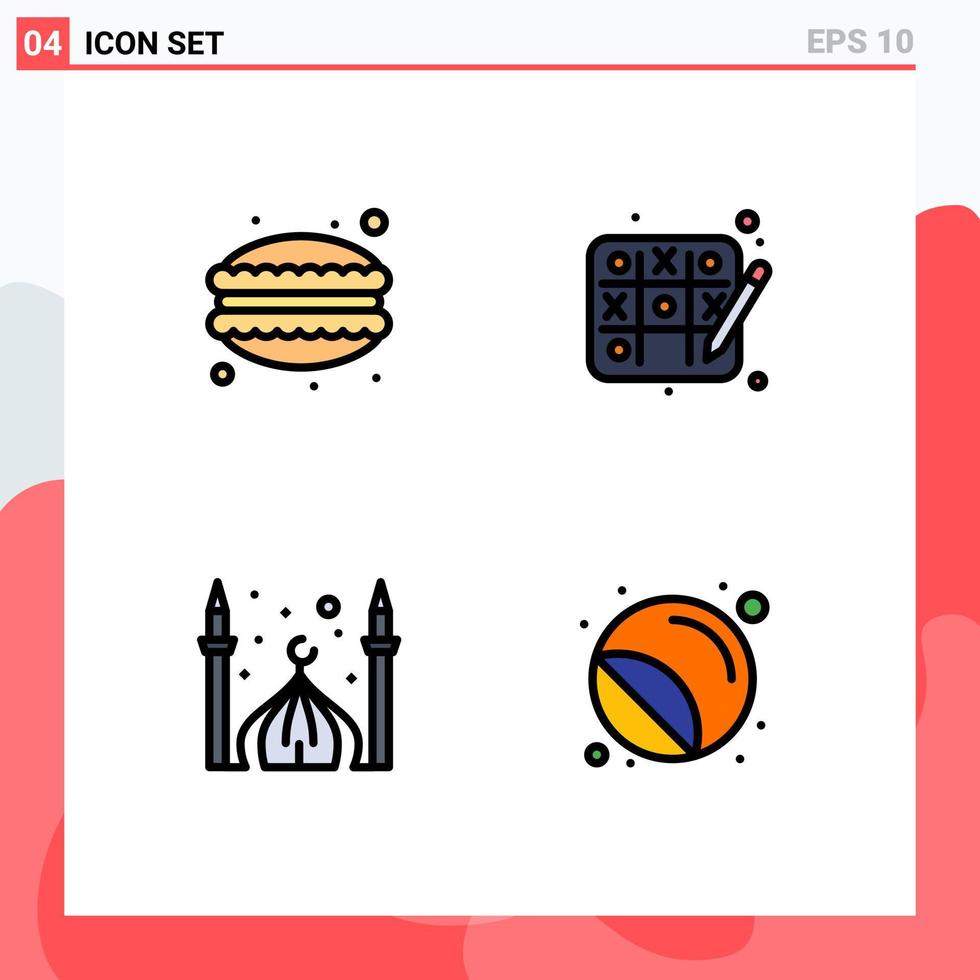 4 kreativ ikoner modern tecken och symboler av Kafé cresent mat hobby eid redigerbar vektor design element