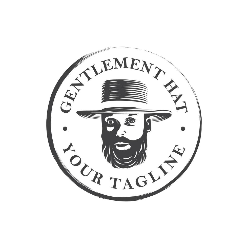 Gentleman-Hut-Logo-Design-Vorlage Inspiration vektor