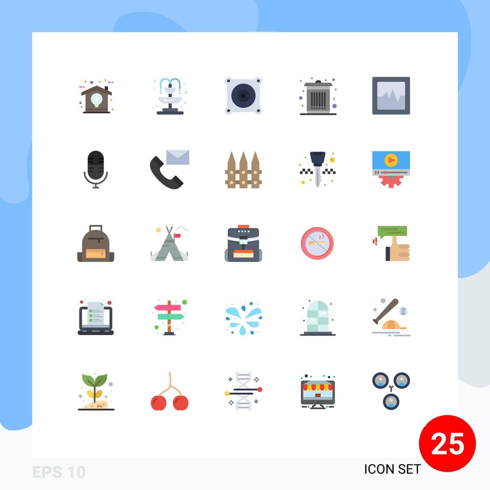 25 universelle flache Farben für Web- und mobile Anwendungen Mic Graph Engine Analytics Garbage editierbare Vektordesign-Elemente vektor