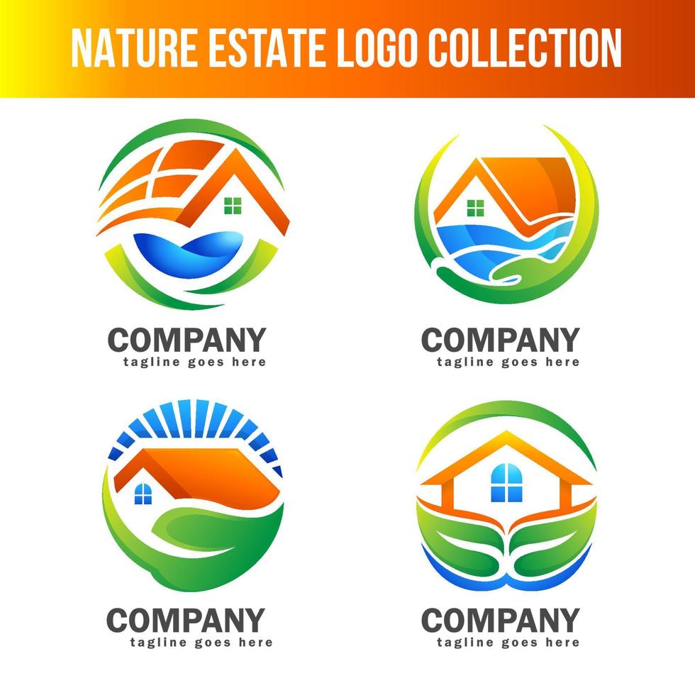 Sammlung von Logo-Vorlagen für Naturimmobilien vektor