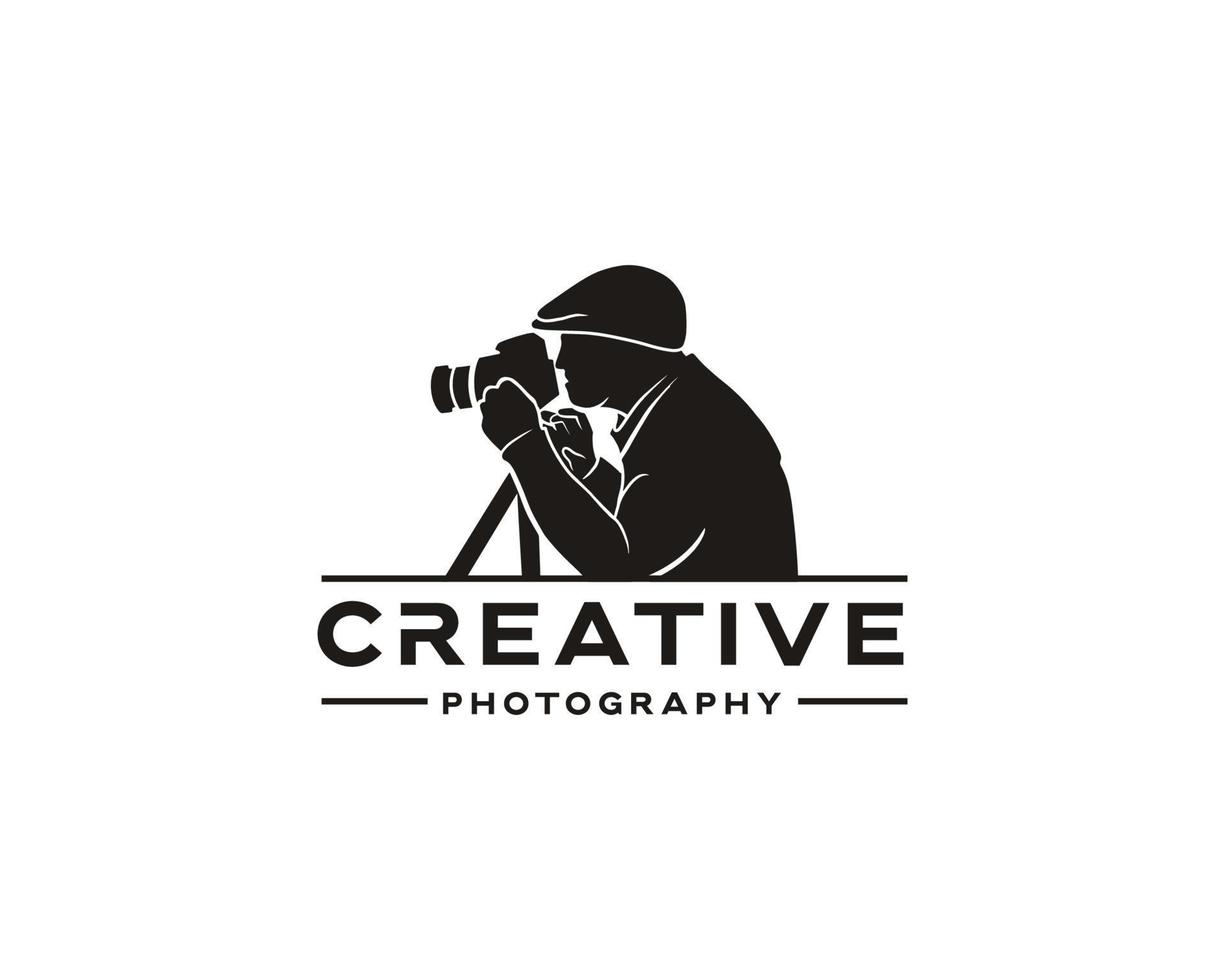 Vintage Logo-Design für kreative Fotografie für Fotografen oder Ersteller von Inhalten vektor