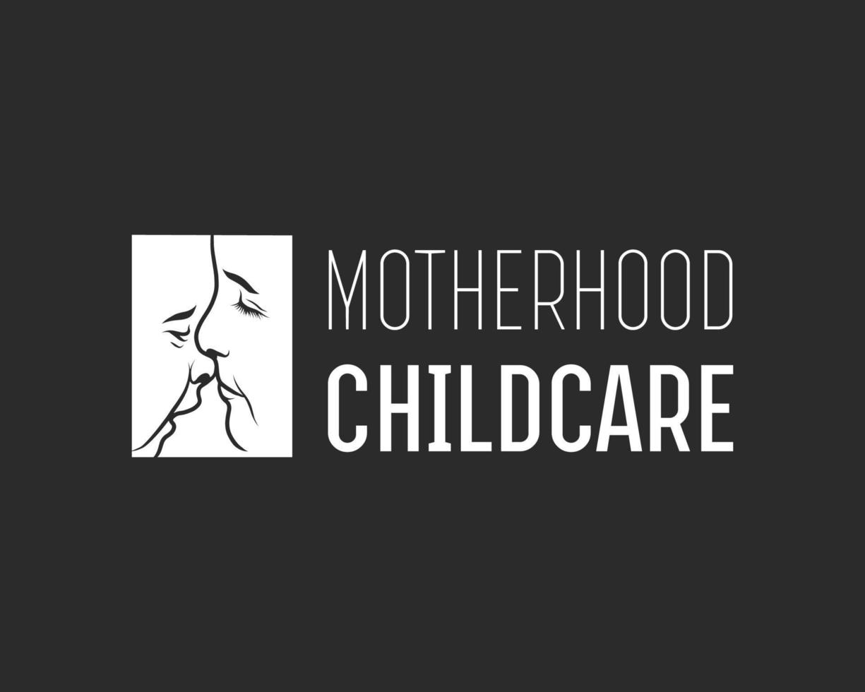 Mutter küsst ihr Baby-Kind-Silhouette-Logo. Logo-Designvorlage für Mutterschaft und Kinderbetreuung vektor