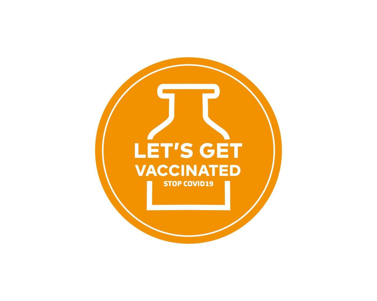 vaccin märka. klistermärke eller märka med instruktion till skaffa sig vaccin. vaccinerade illustration vektor