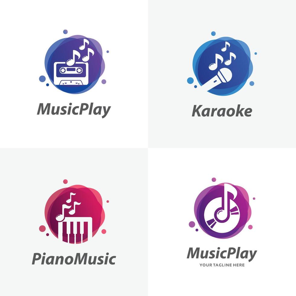 uppsättning av musik logotyp design mallar vektor