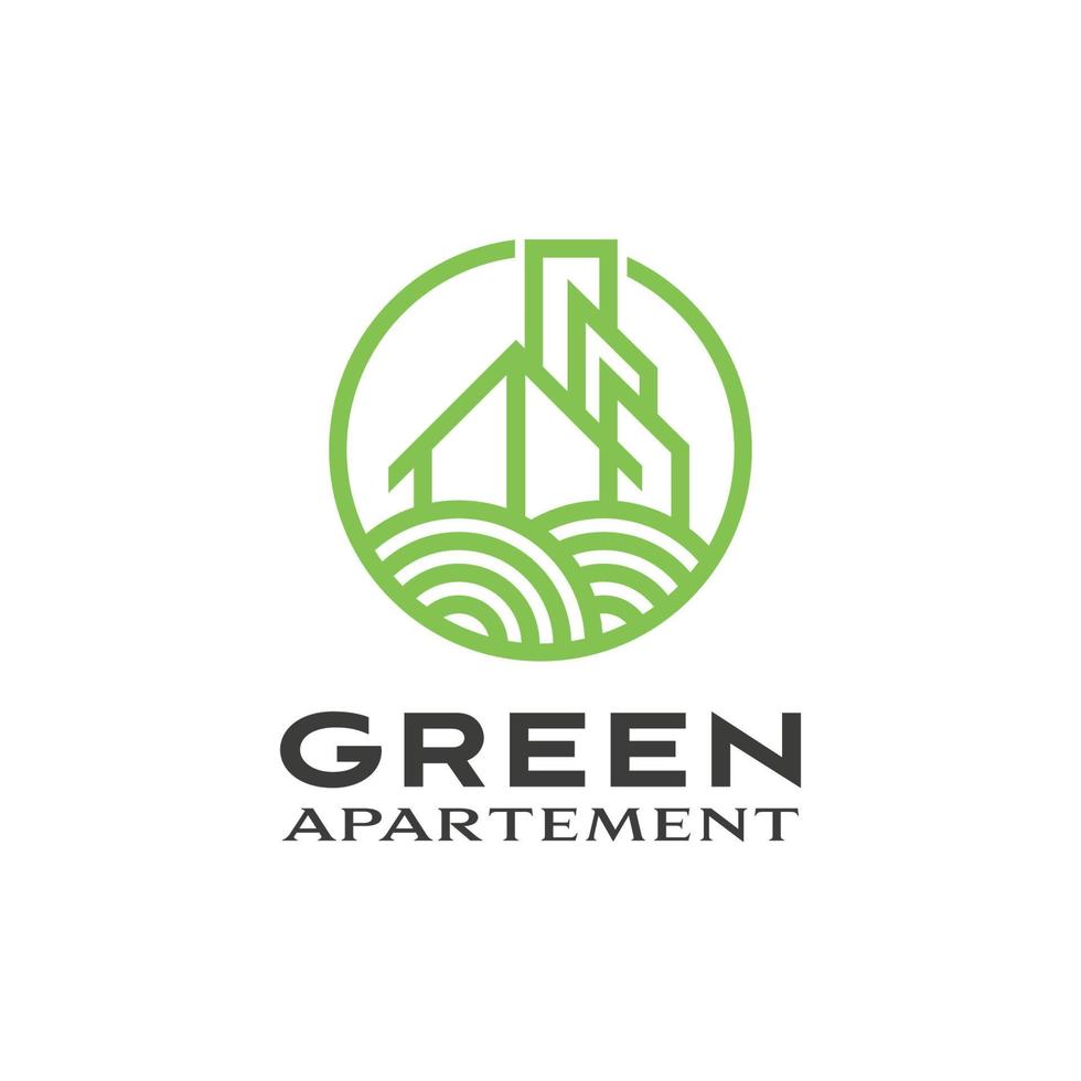 grön lägenhet hotell logotyp design mall vektor