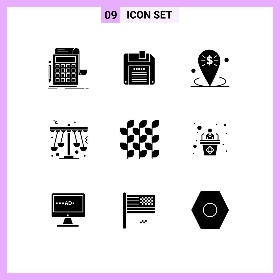 9 kreativ ikoner modern tecken och symboler av underhållning spela bank gunga Platshållare redigerbar vektor design element