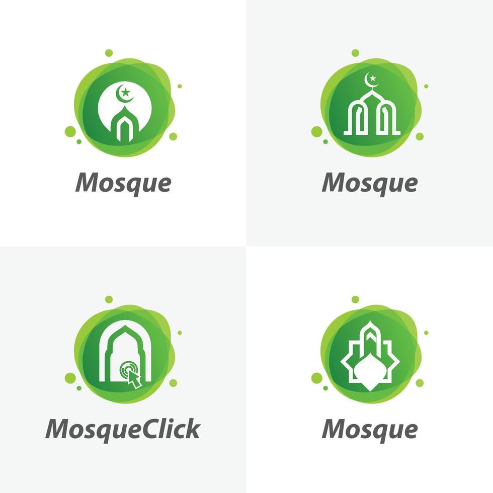 Satz von Designvorlagen für das Logo der islamischen Moschee vektor