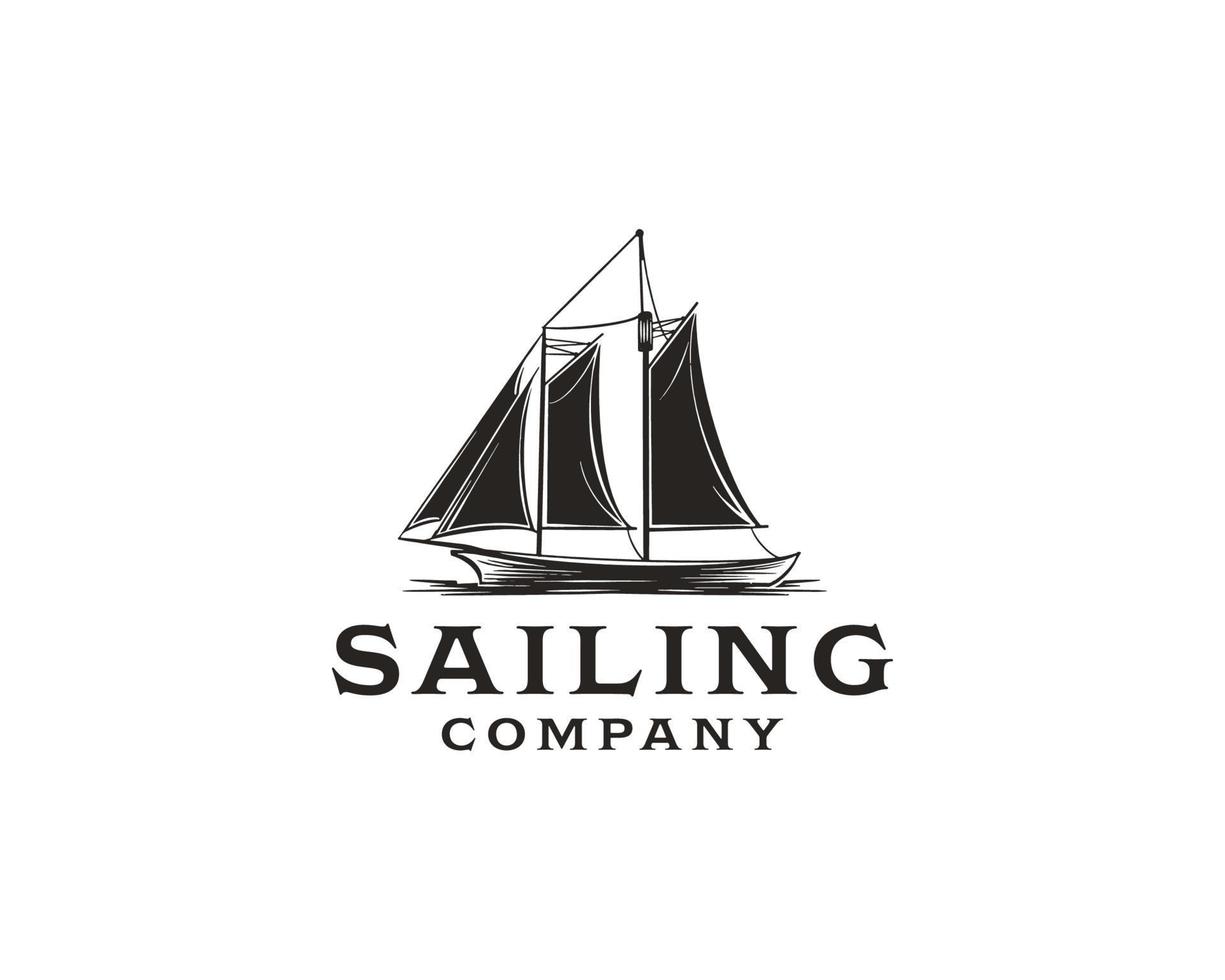 enkel segling Yacht silhuett logotyp design vektor