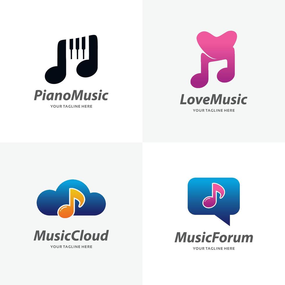 satz von musiknoten-logo-designvorlagen vektor