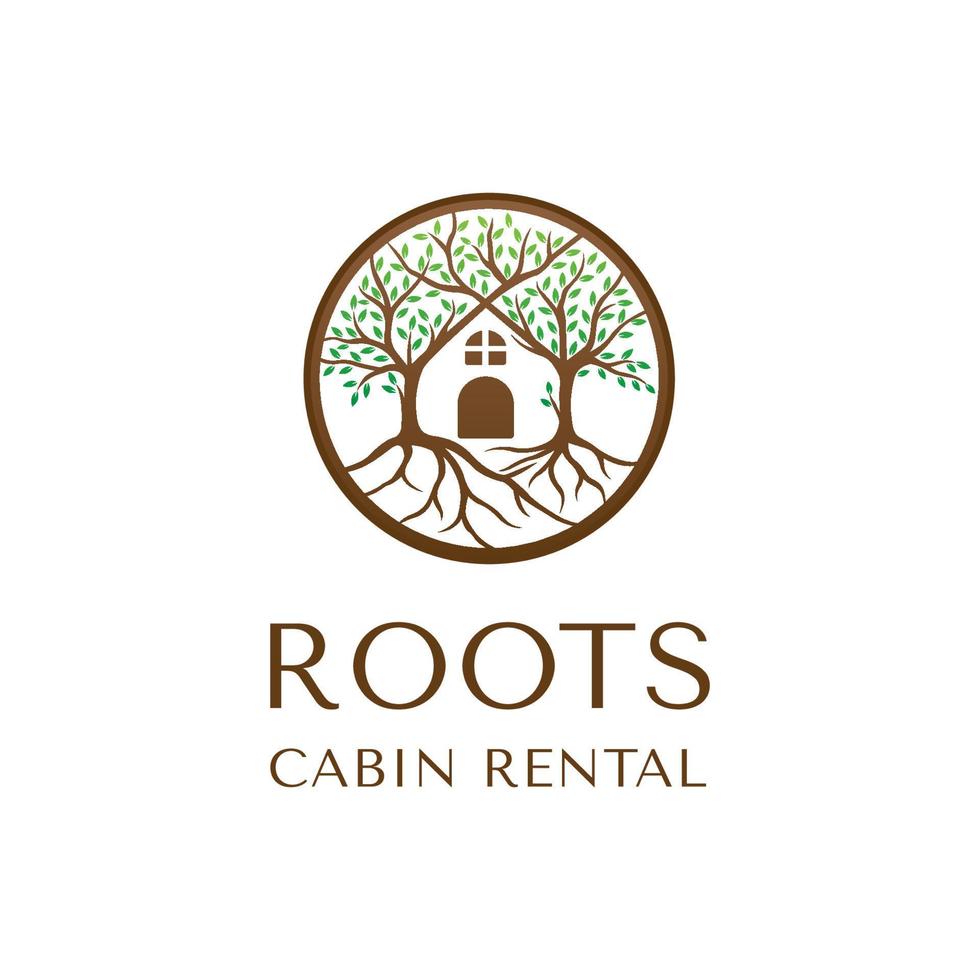 Inspiration für die Logo-Designvorlage von Roots Cabin Rental vektor