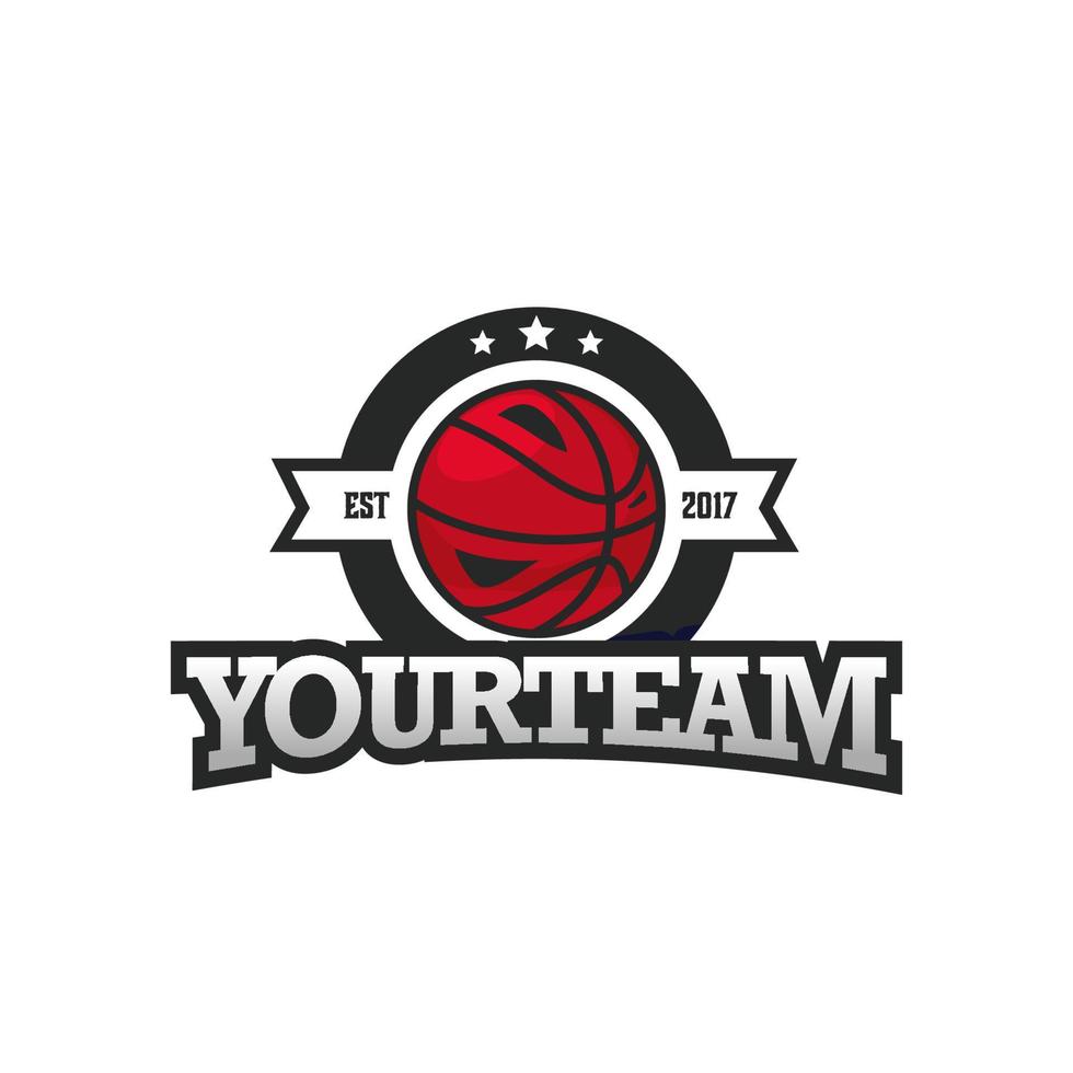 basketboll emblem logotyp design mall med vit bakgrund vektor