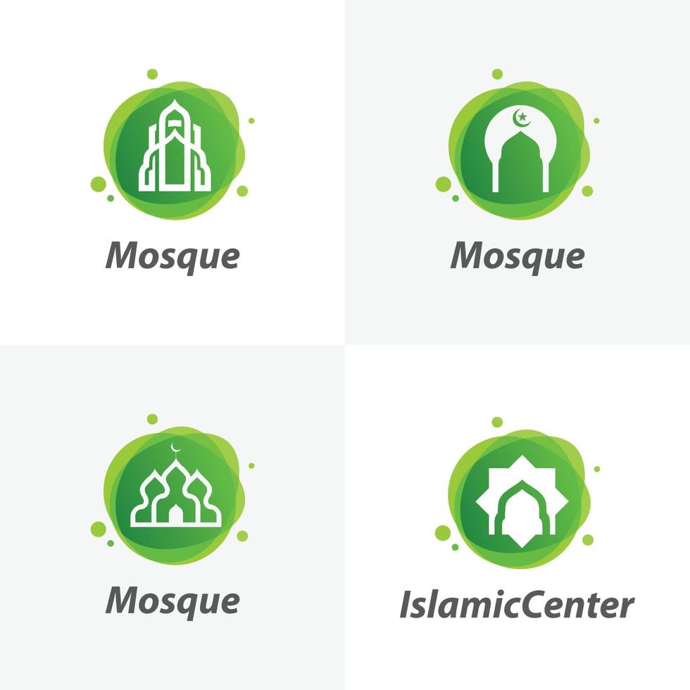 Satz von Designvorlagen für das Logo der islamischen Moschee vektor