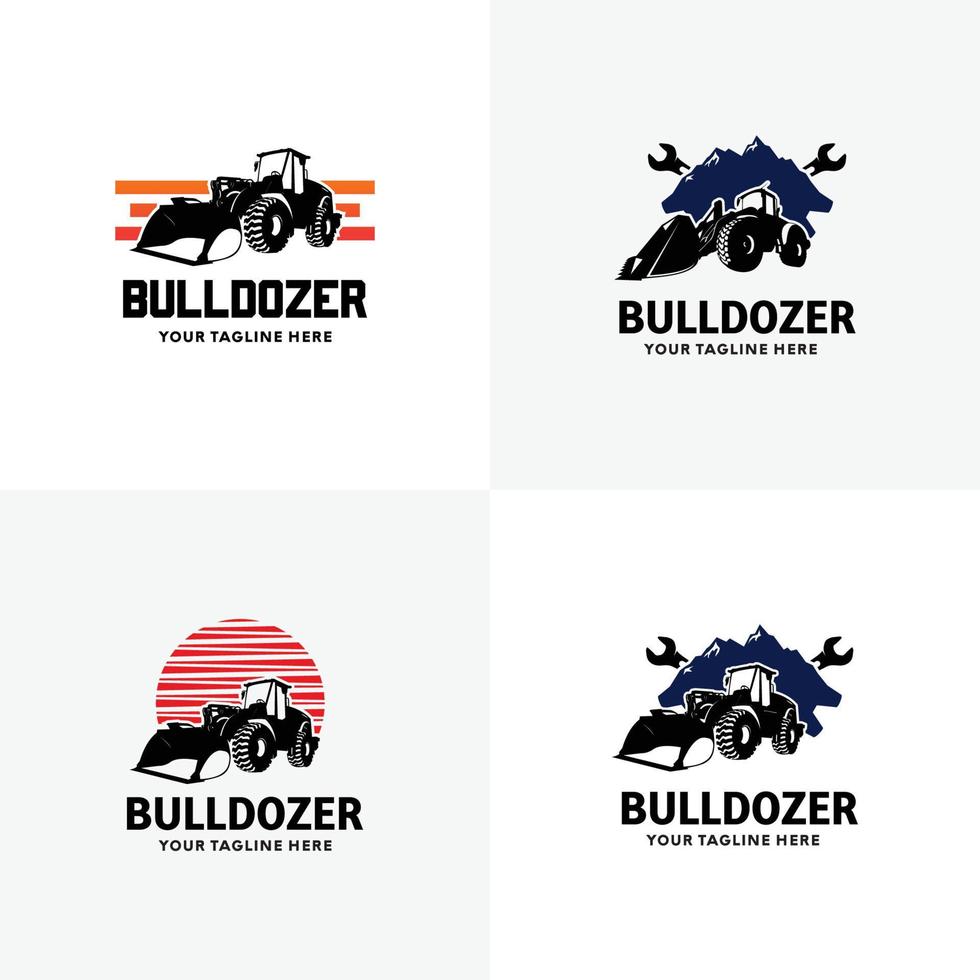 satz von bagger- und bulldozer-logo-designvorlagen vektor