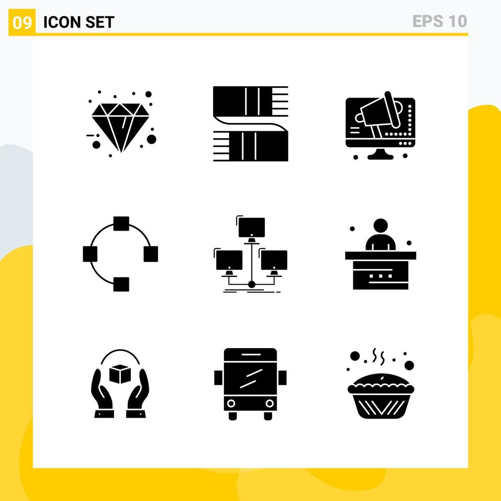 Sammlung von 9 universellen Solid-Icons Icon-Set für Web und Handy vektor
