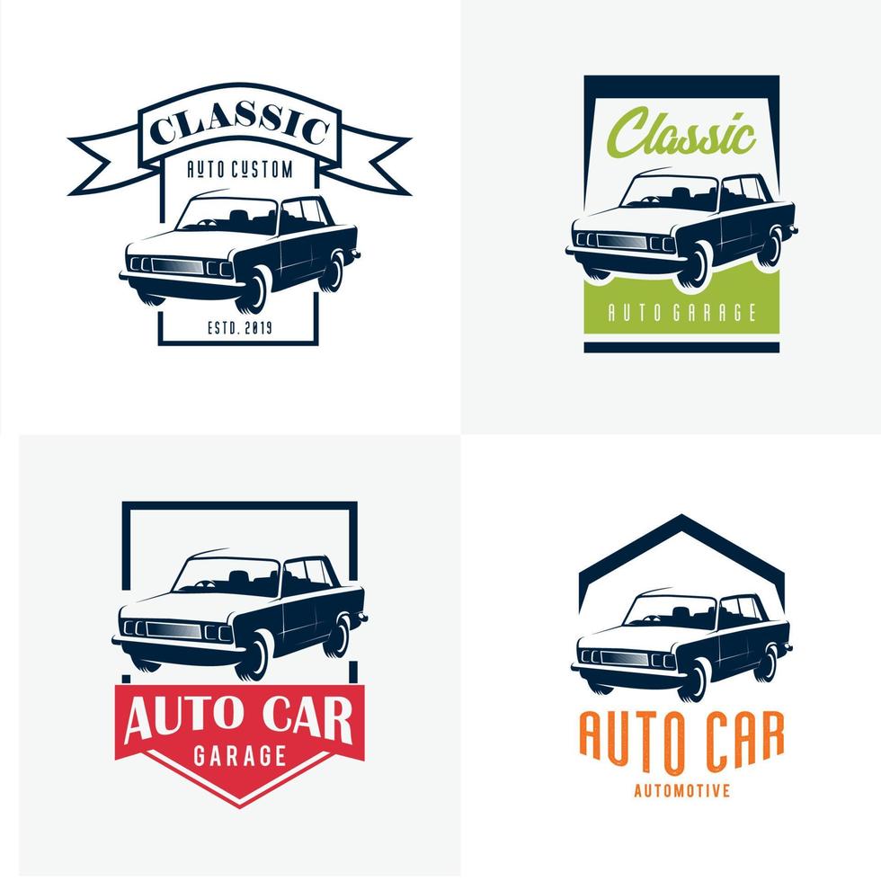 Satz von Auto-Oldtimer-Logo-Designvorlagen vektor