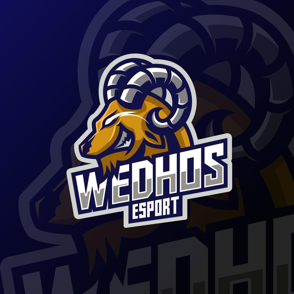 wütendes ziegenkopf-maskottchen-esport-logo-design vektor