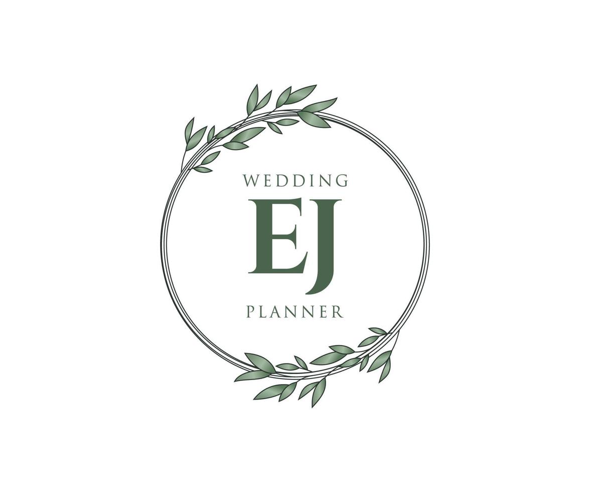 ej initialen brief hochzeitsmonogramm logos sammlung, handgezeichnete moderne minimalistische und florale vorlagen für einladungskarten, save the date, elegante identität für restaurant, boutique, café im vektor