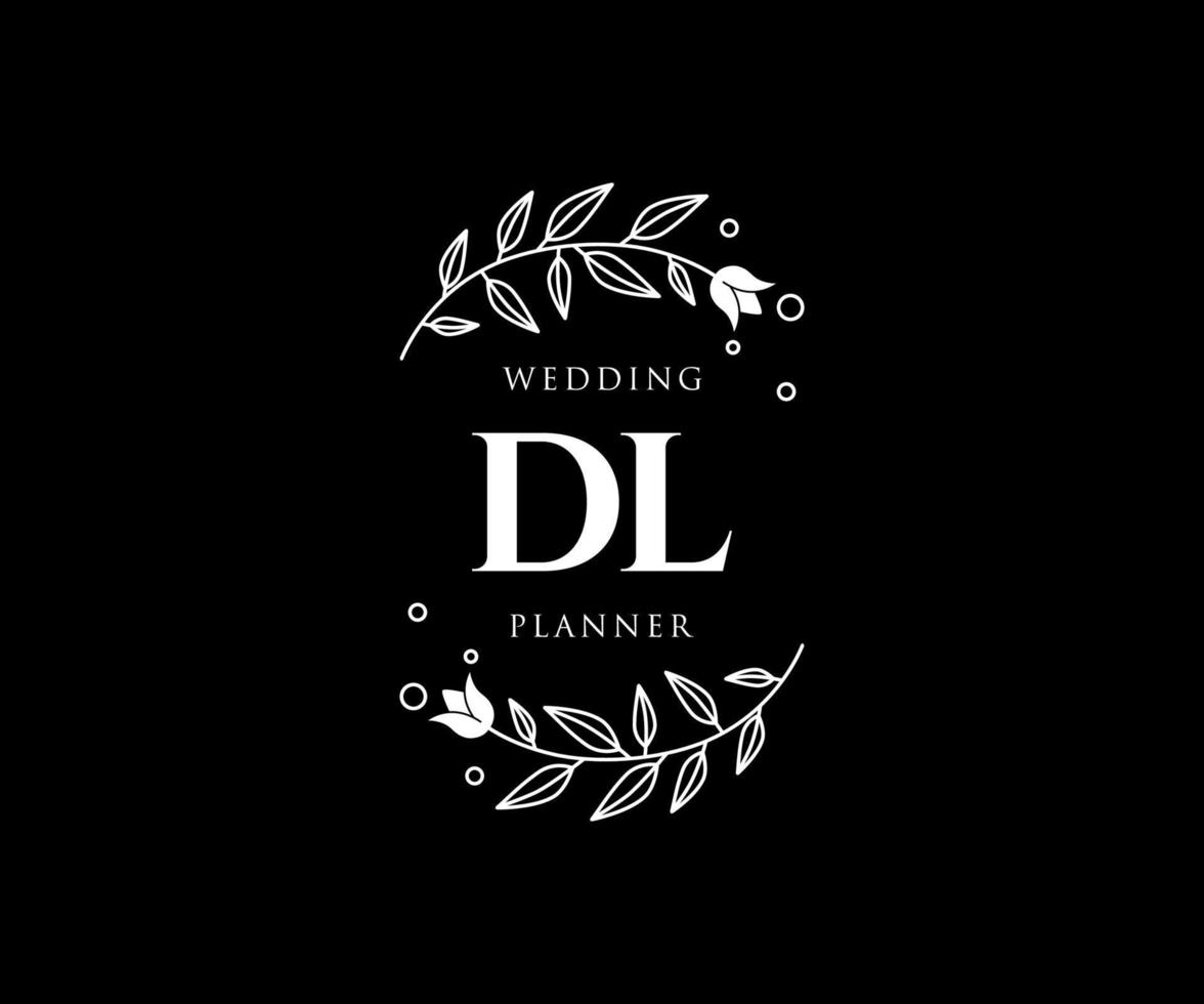 dl initialer brev bröllop monogram logotyper samling, hand dragen modern minimalistisk och blommig mallar för inbjudan kort, spara de datum, elegant identitet för restaurang, boutique, Kafé i vektor