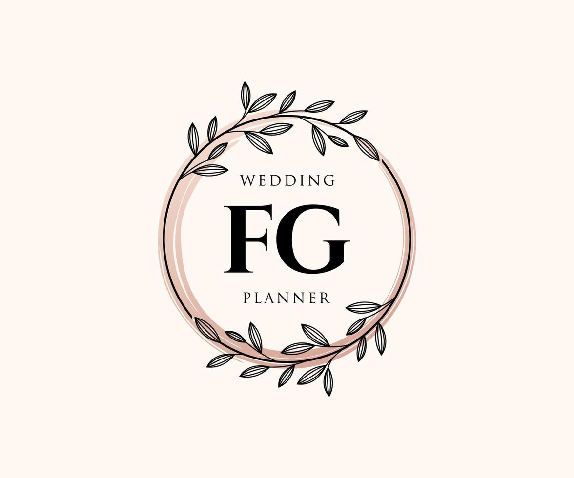 fg initialen brief hochzeitsmonogramm logos sammlung, handgezeichnete moderne minimalistische und florale vorlagen für einladungskarten, save the date, elegante identität für restaurant, boutique, café im vektor