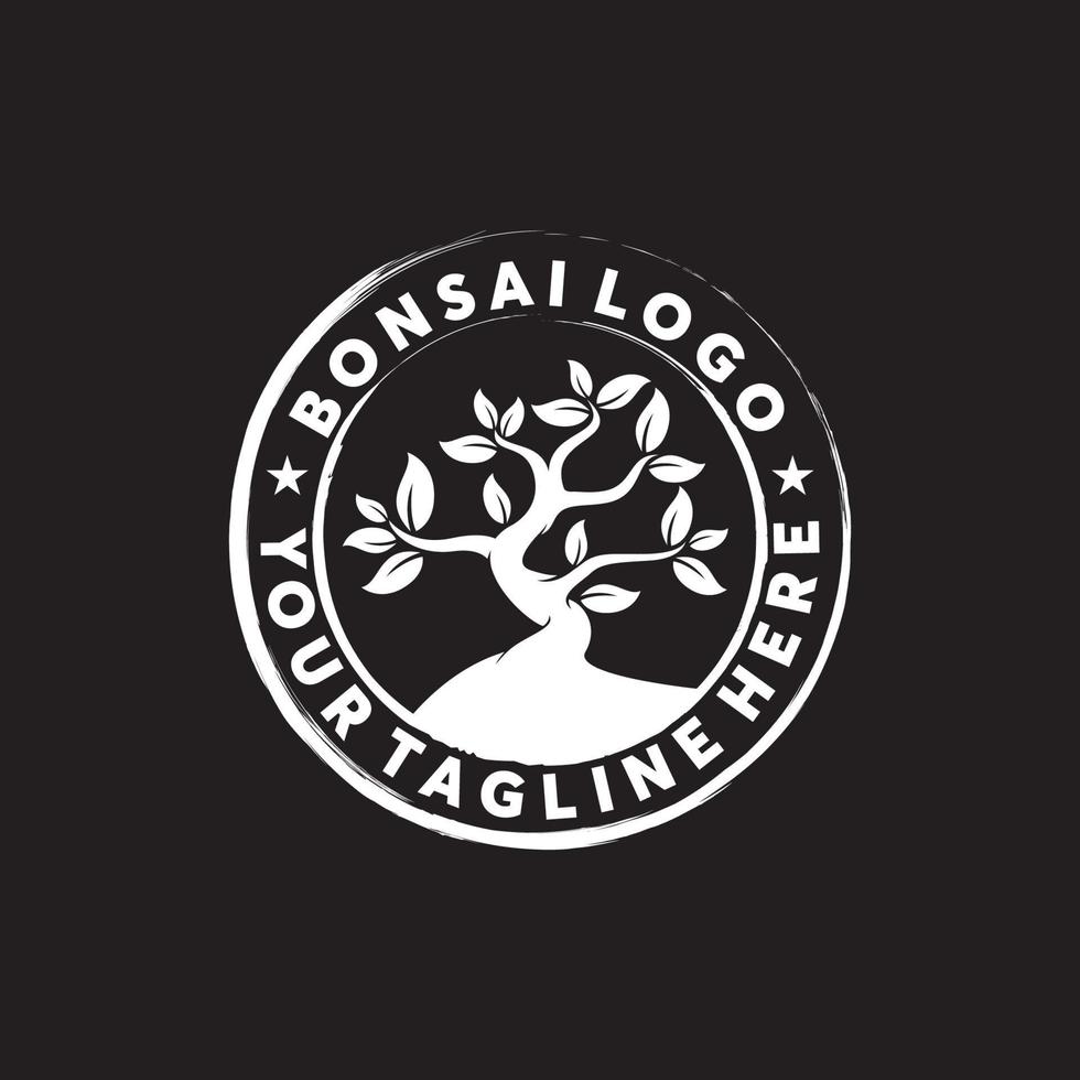 retro bonsai logotyp design mall inspiration vektor