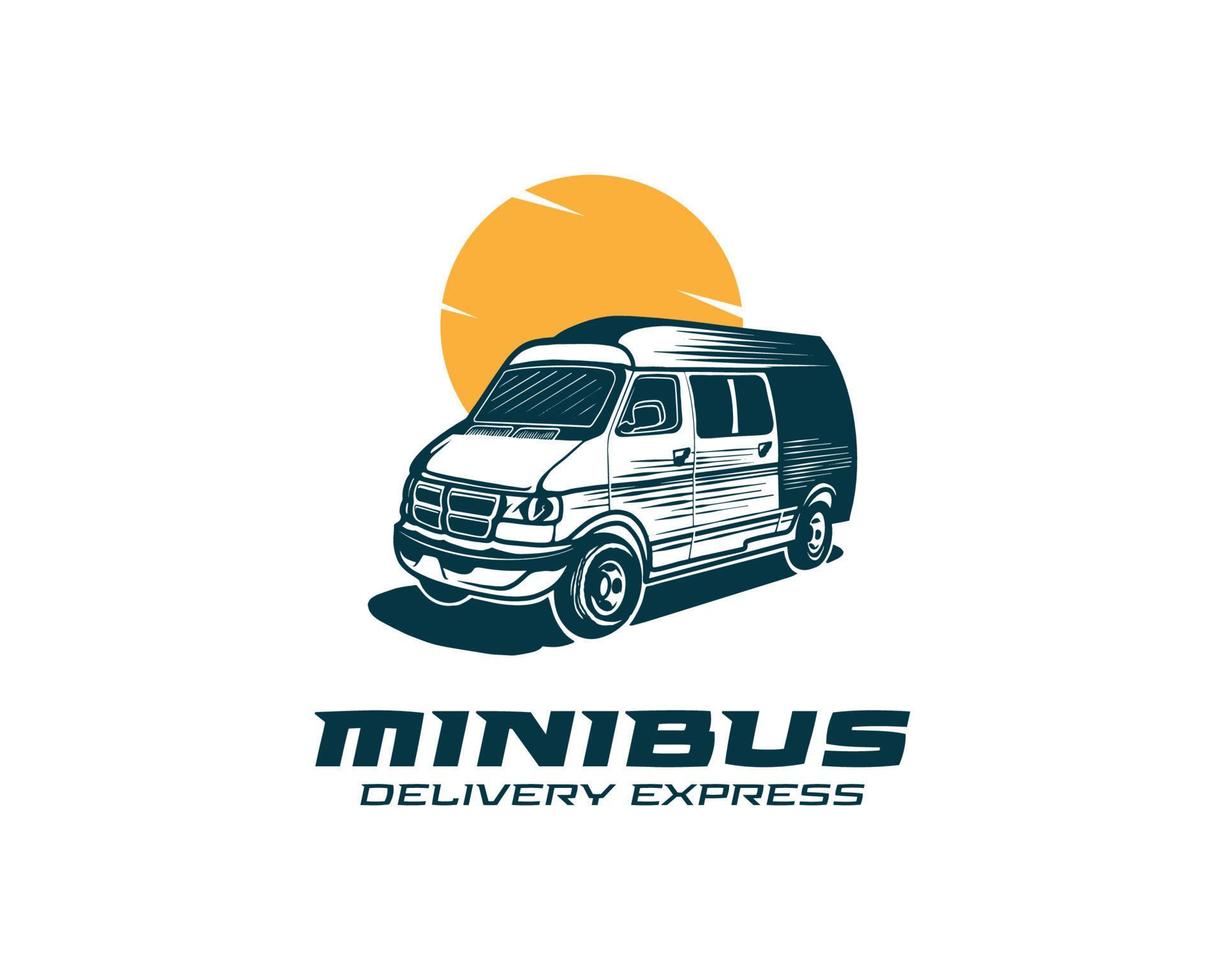 leverans och frakt service logotyp mall, minibuss logotyp design vektor illustration
