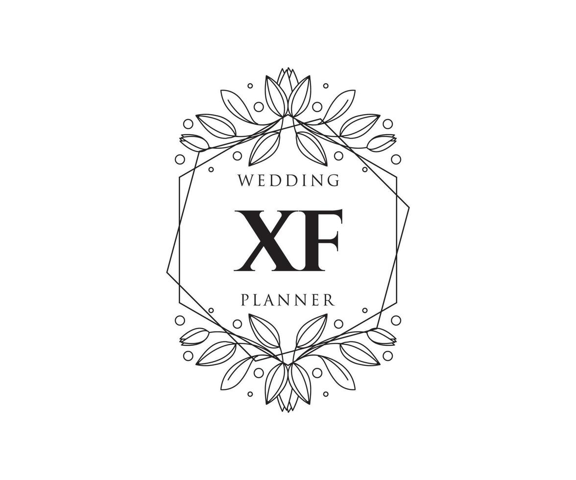 xf initials brief hochzeitsmonogramm logos sammlung, handgezeichnete moderne minimalistische und florale vorlagen für einladungskarten, save the date, elegante identität für restaurant, boutique, café im vektor