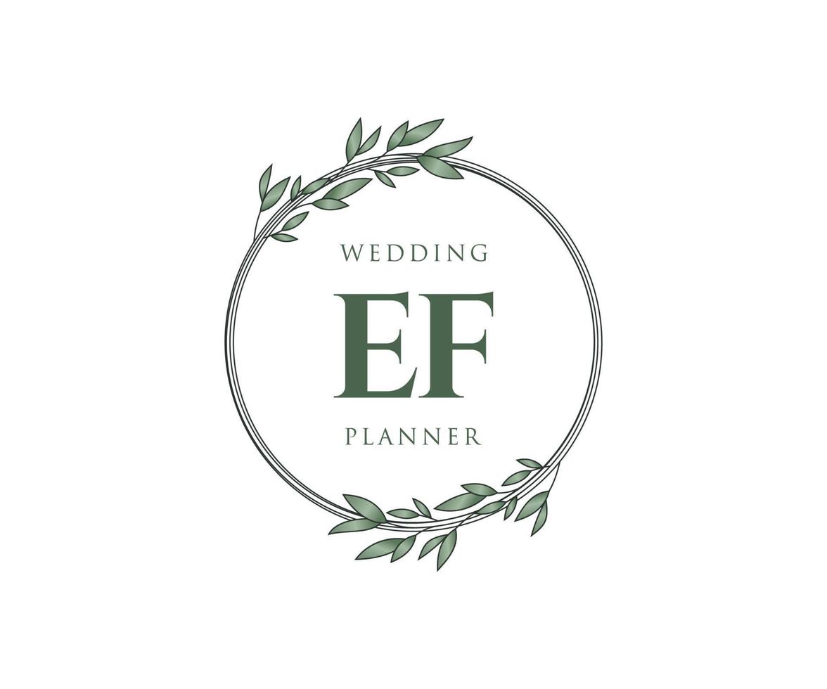 ef initials brief hochzeitsmonogramm logos sammlung, handgezeichnete moderne minimalistische und florale vorlagen für einladungskarten, save the date, elegante identität für restaurant, boutique, café im vektor