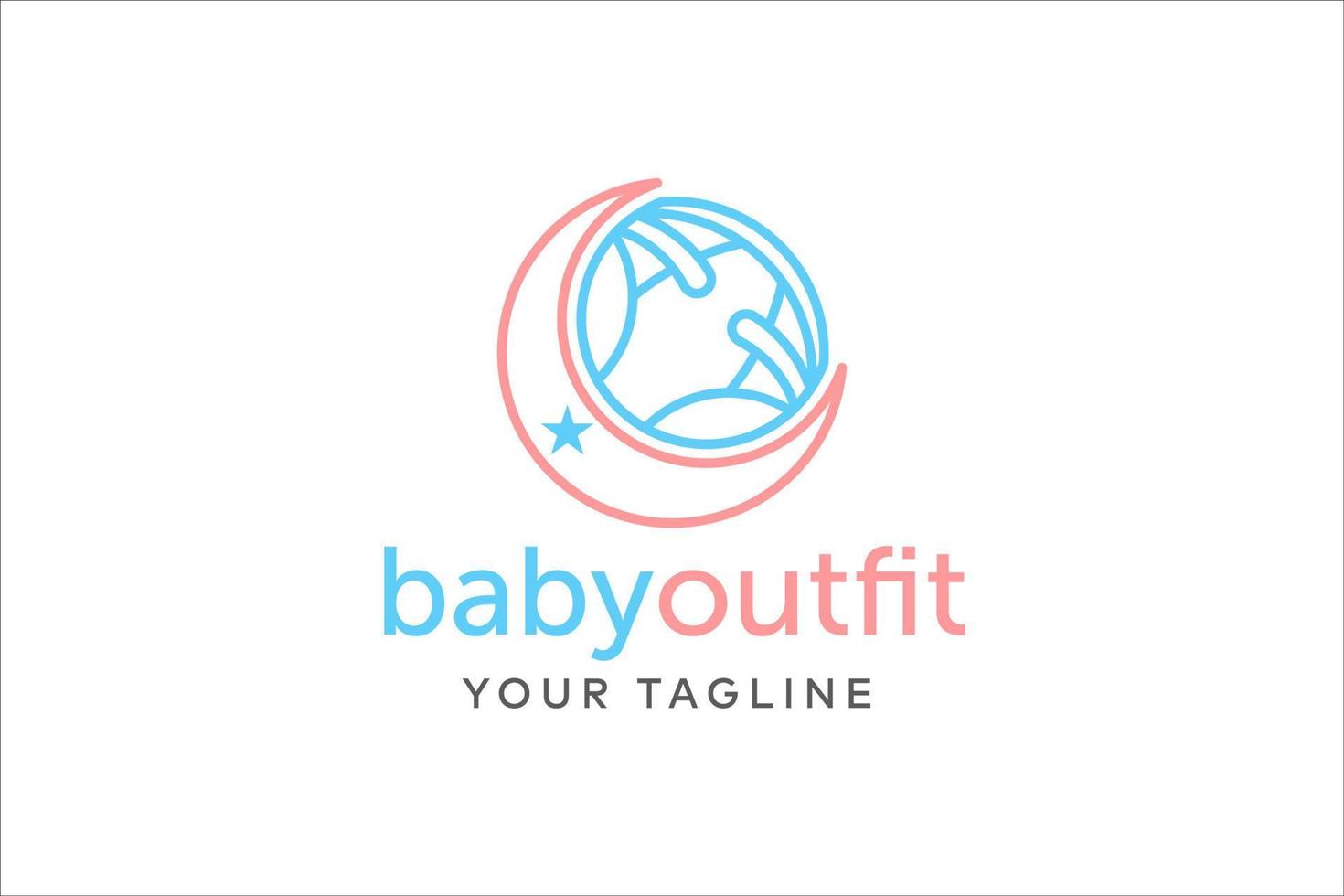 Baby-Outfit-Logo. Windel- und Halbmond-Logo-Design-Vorlage vektor