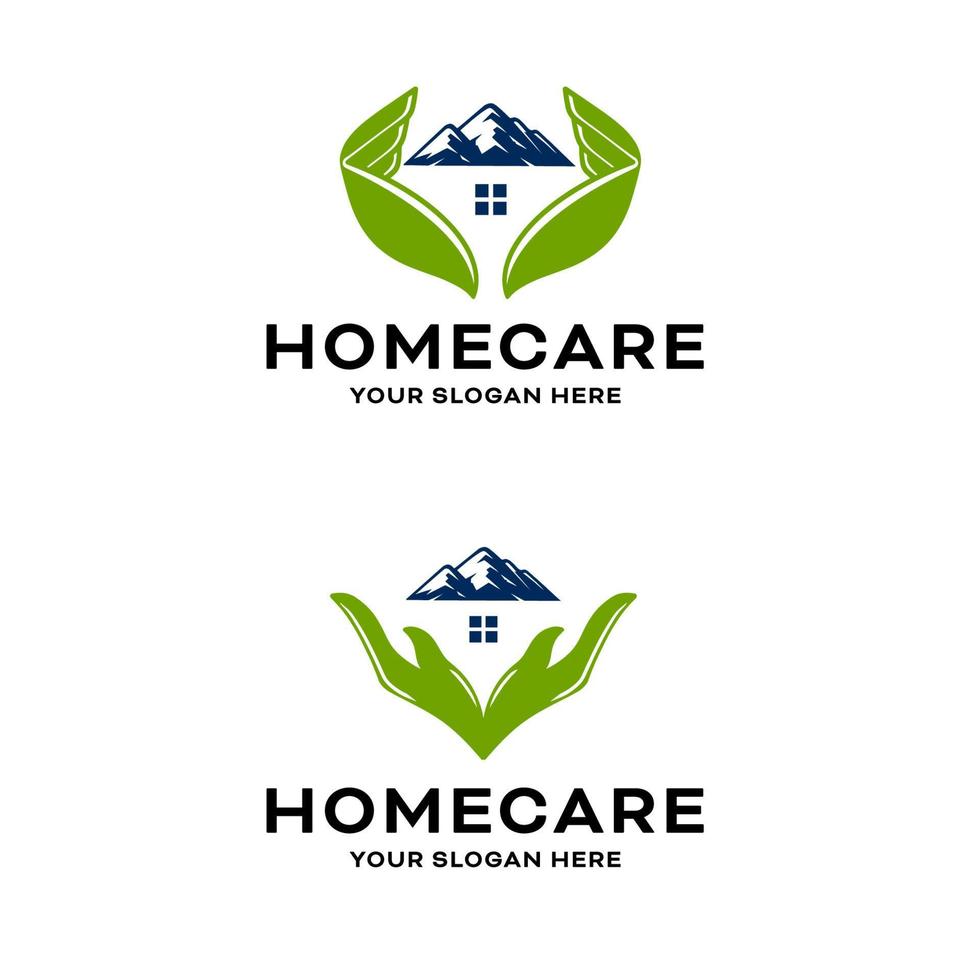 Logo-Designvorlage für doppelte häusliche Pflege und Bergreisen vektor
