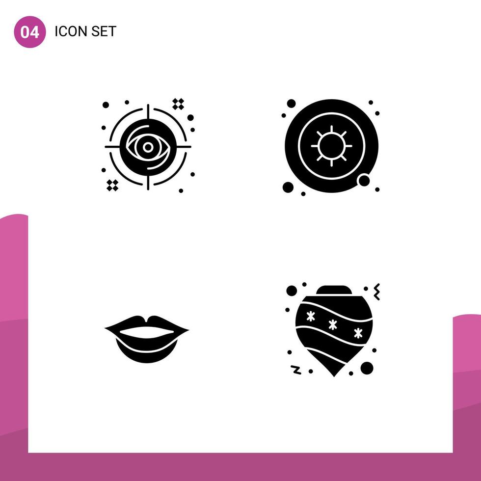 thematische Vektor-Solid-Glyphen und editierbare Symbole von Augenlippen zielen auf Keime Bälle editierbare Vektordesign-Elemente ab vektor