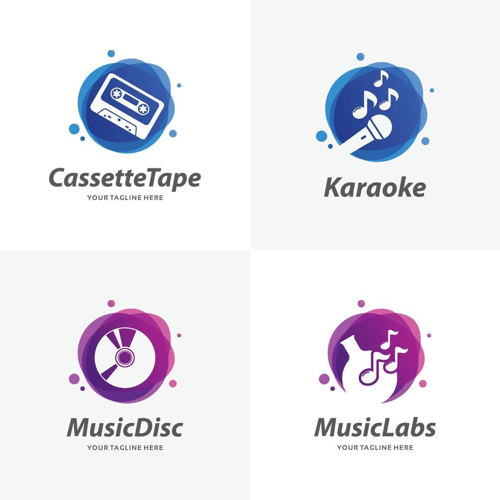 uppsättning av musik logotyp design mallar vektor