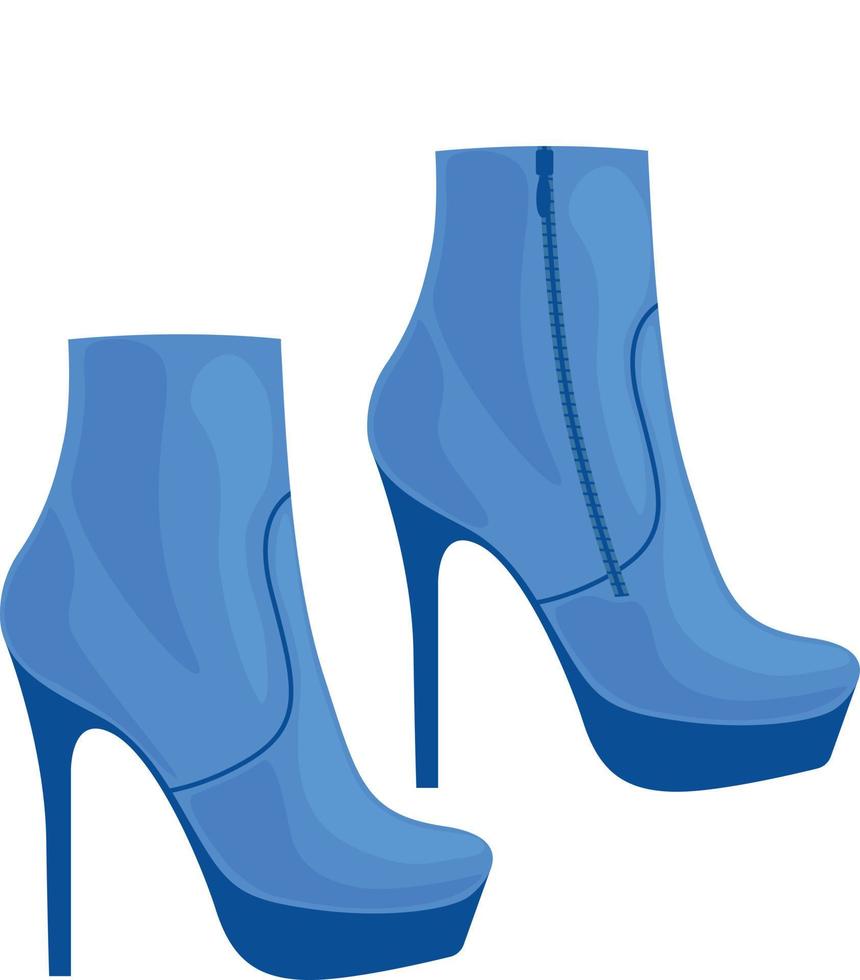 modische Damenstiefeletten mit hohem Absatz. Eleganter Damenschuh mit blauem Pfennigabsatz. Vektor-Illustration isoliert auf weißem Hintergrund vektor