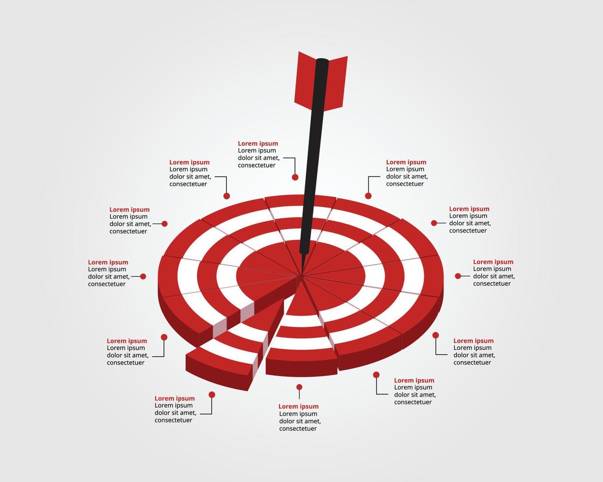 Zielvorlage für Infografik zur Präsentation für 12 Elemente vektor