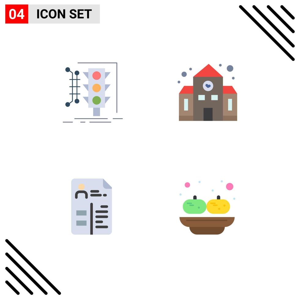 4 tematiska vektor platt ikoner och redigerbar symboler av stad läroplan smart utbildning jobb redigerbar vektor design element