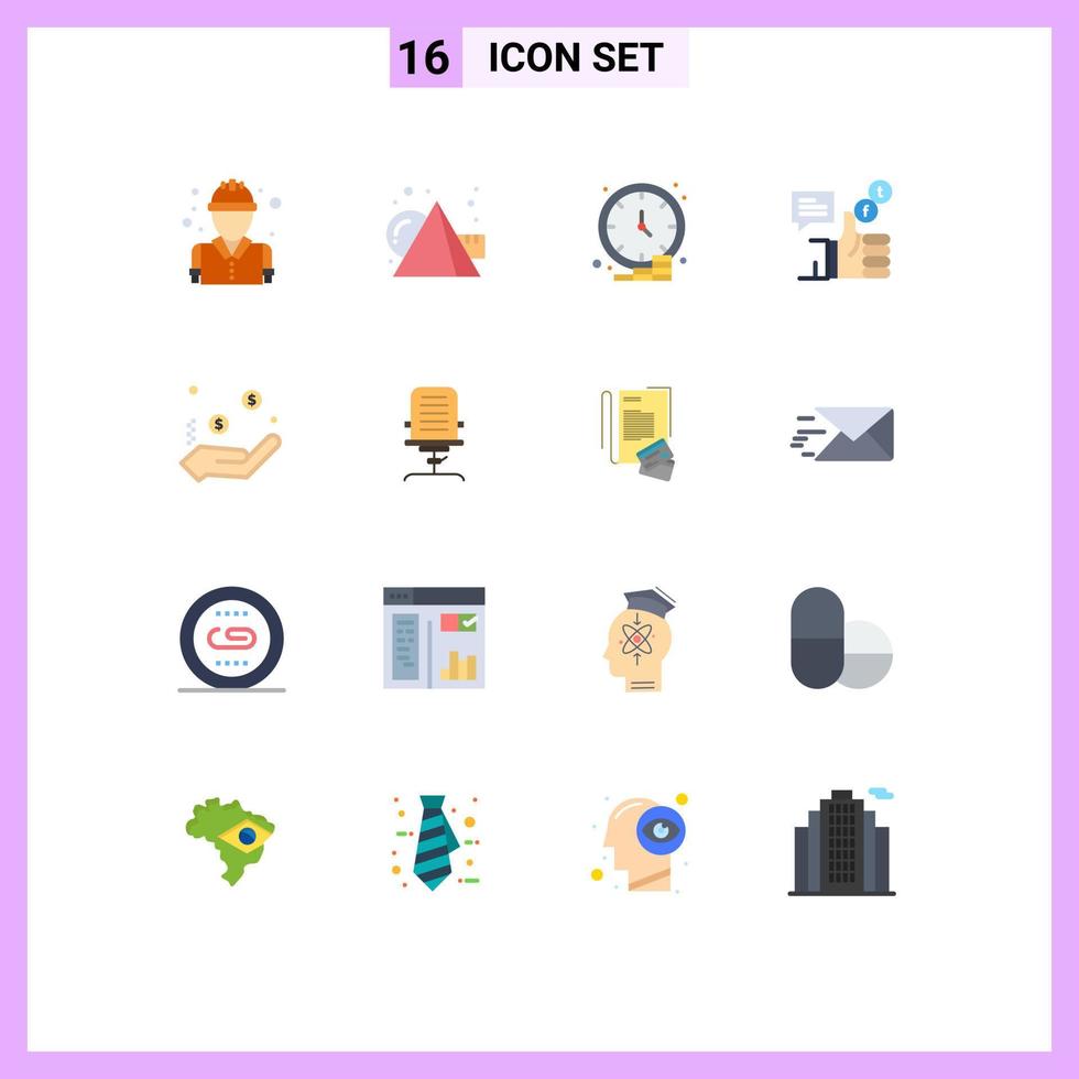 16 universell platt färger uppsättning för webb och mobil tillämpningar Twitter tycka om företag social tid redigerbar packa av kreativ vektor design element