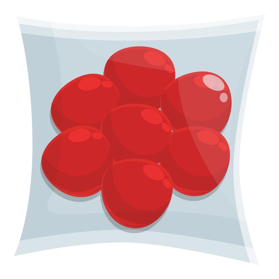 roter Beeren-Vakuumbeutel-Symbol Cartoon-Vektor. Essenspaket vektor