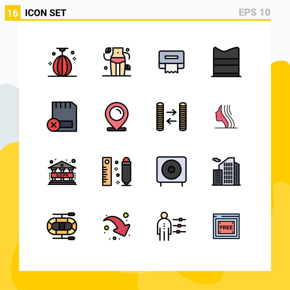 Stock Vektor Icon Pack mit 16 Zeilenzeichen und Symbolen für Computer Web Frau Mode Kleidung editierbare kreative Vektordesign-Elemente