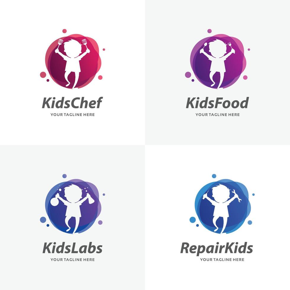 uppsättning av barn logotyp design mallar vektor