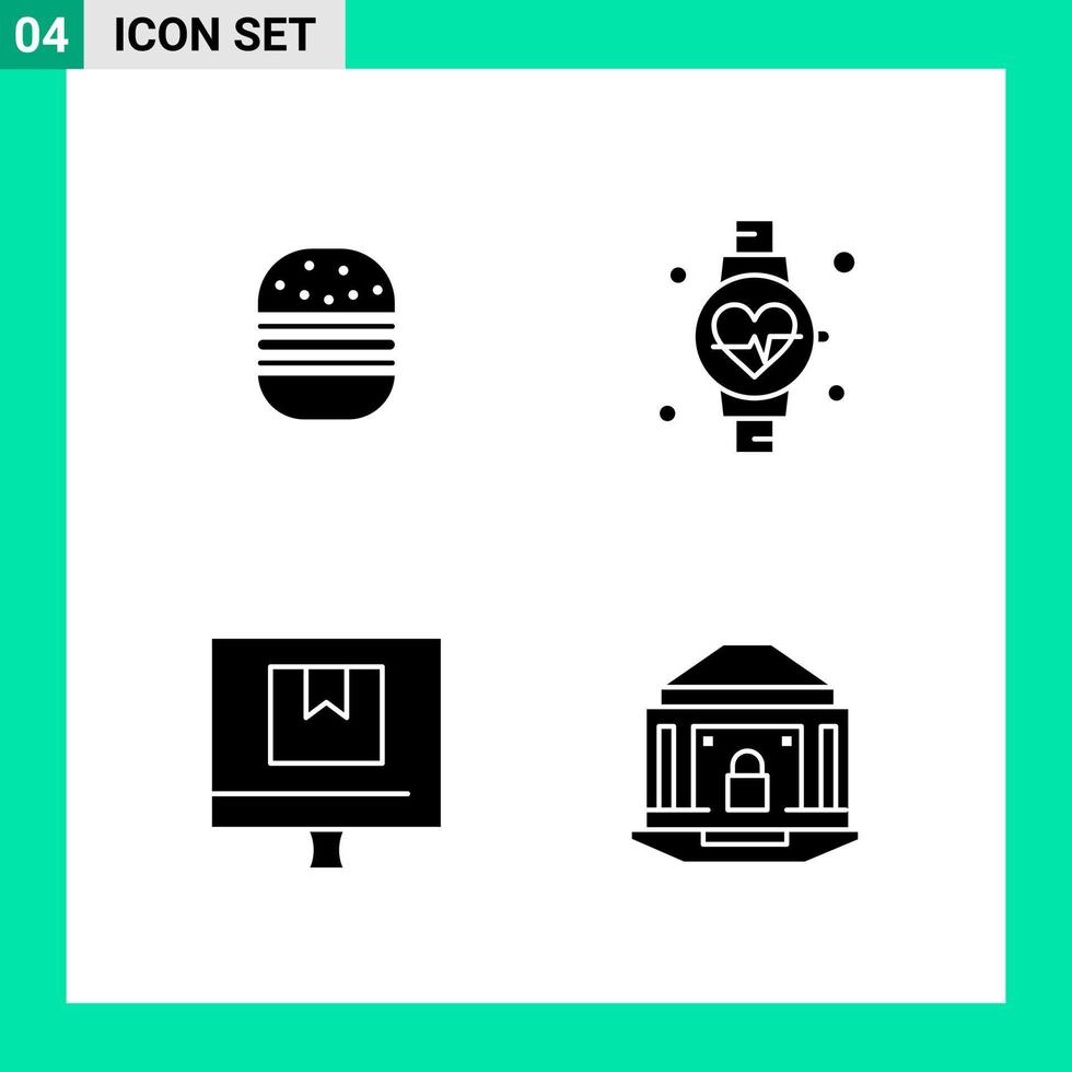 packa av 4 fast stil ikon uppsättning glyf symboler för skriva ut kreativ tecken isolerat på vit bakgrund 4 ikon uppsättning vektor