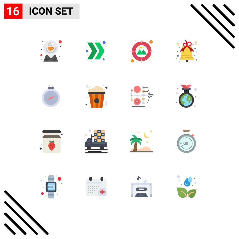 redigerbar vektor linje packa av 16 enkel platt färger av gps riktning fokus kompass jul redigerbar packa av kreativ vektor design element