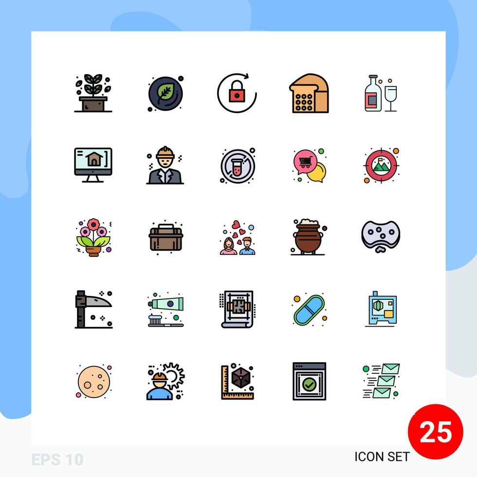 piktogram uppsättning av 25 enkel fylld linje platt färger av dator dryck låsa bar limpa redigerbar vektor design element