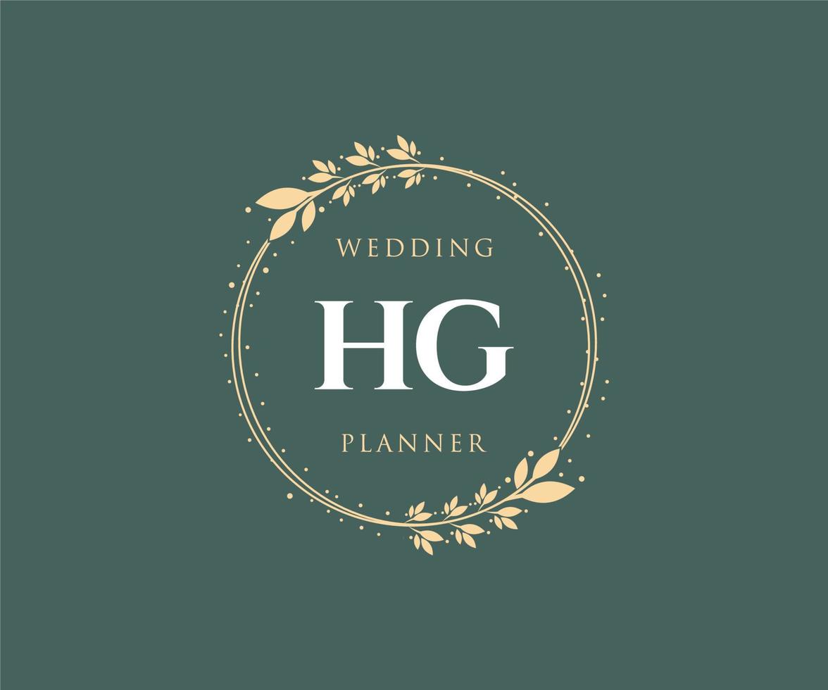 hg initialen brief hochzeitsmonogramm logos sammlung, handgezeichnete moderne minimalistische und florale vorlagen für einladungskarten, save the date, elegante identität für restaurant, boutique, café im vektor