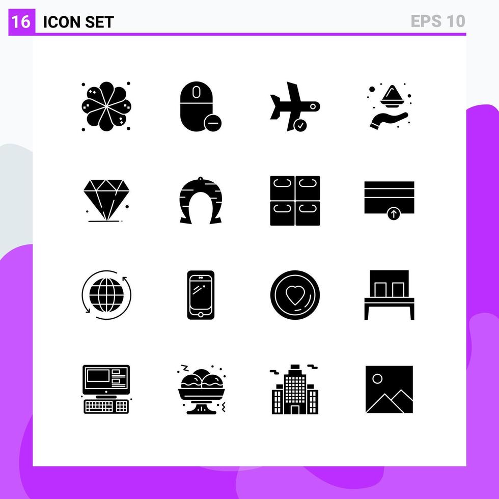 16 användare gränssnitt fast glyf packa av modern tecken och symboler av pulver tallrik kolla upp Färg transport redigerbar vektor design element