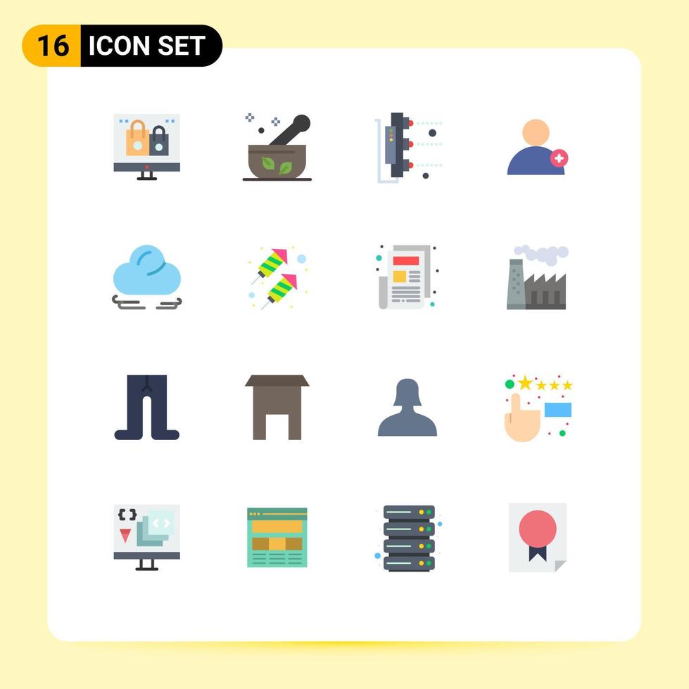 16 flaches Farbkonzept für mobile Websites und Apps Cloud-Benutzersuppe Neues Scanner-bearbeitbares Paket kreativer Vektordesignelemente vektor