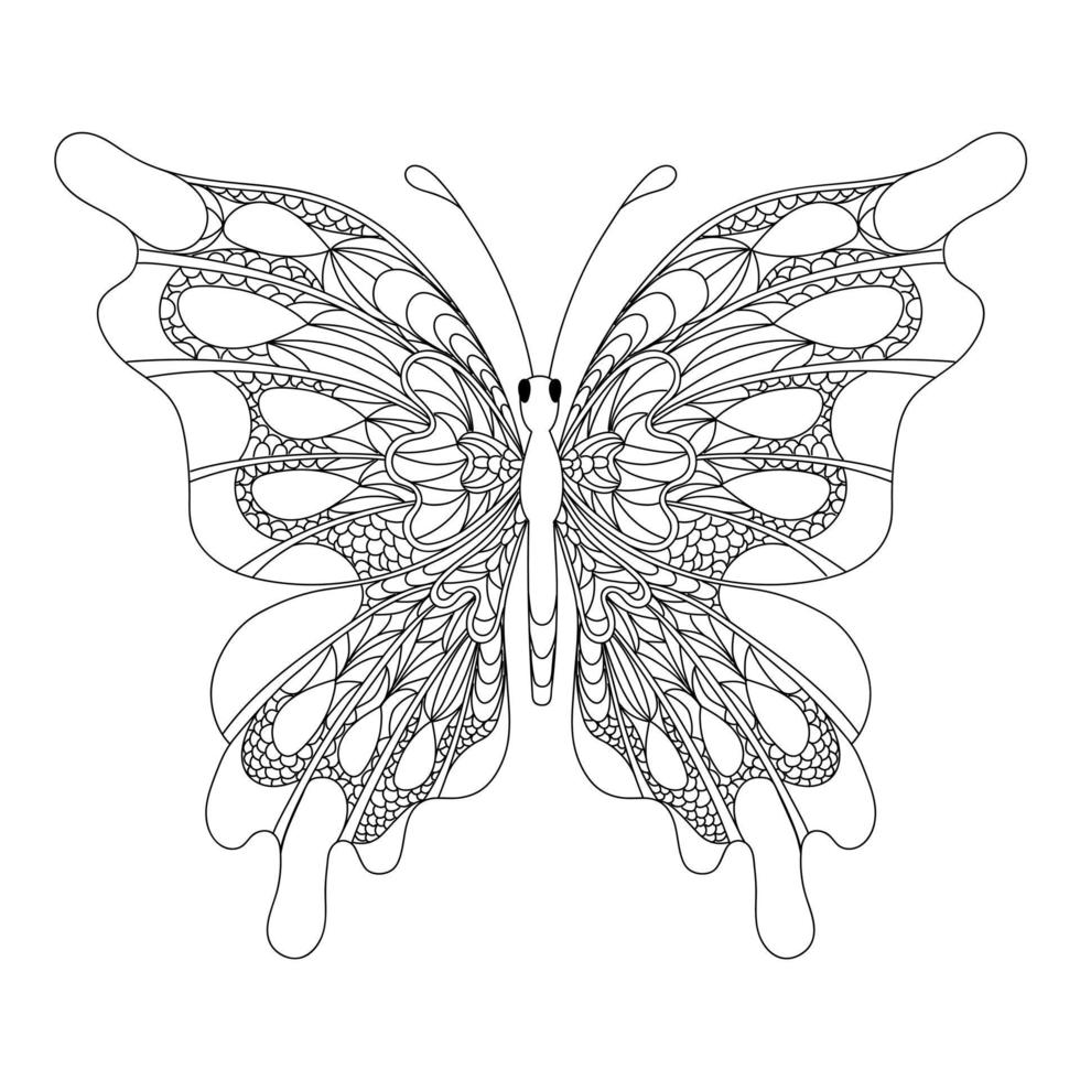 Schmetterling. Malvorlage für Erwachsene Antistress im Zentangle-Stil. vektor