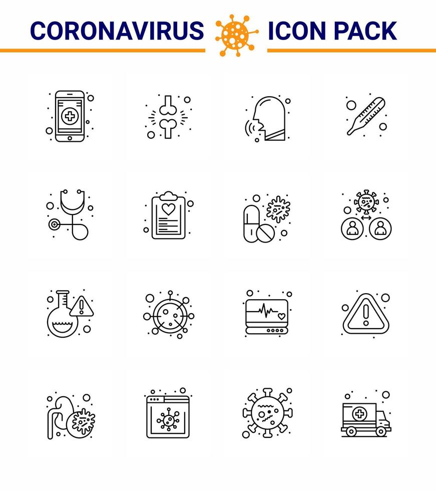 korona virus förebyggande covid19 tips till undvika skada 16 linje ikon för presentation sjukvård termometer sjukdomar temperatur feber viral coronavirus 2019 nov sjukdom vektor design element