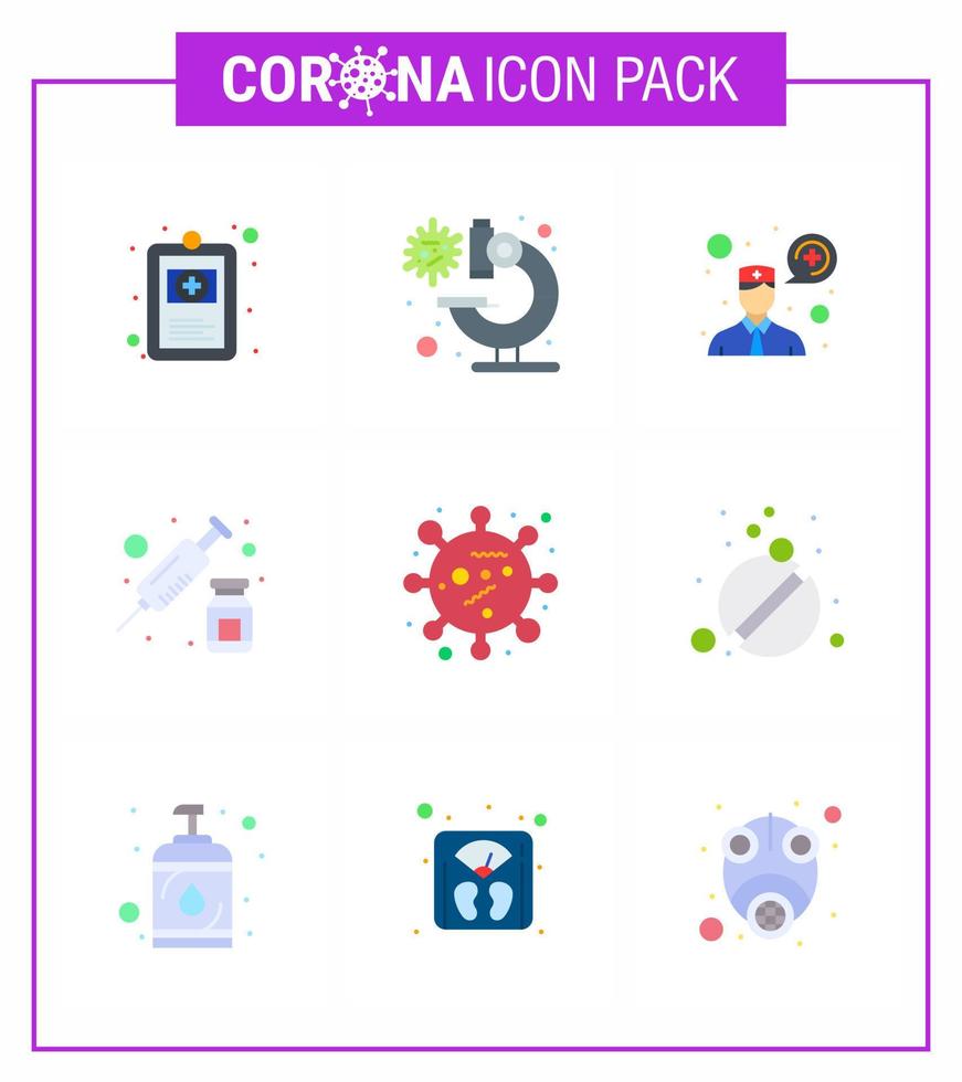 25 Coronavirus-Notfall-Iconset blaues Design wie Corona-Bakterien fragen einen Arzt Impfinjektion Virus-Coronavirus 2019nov-Krankheitsvektor-Designelemente vektor