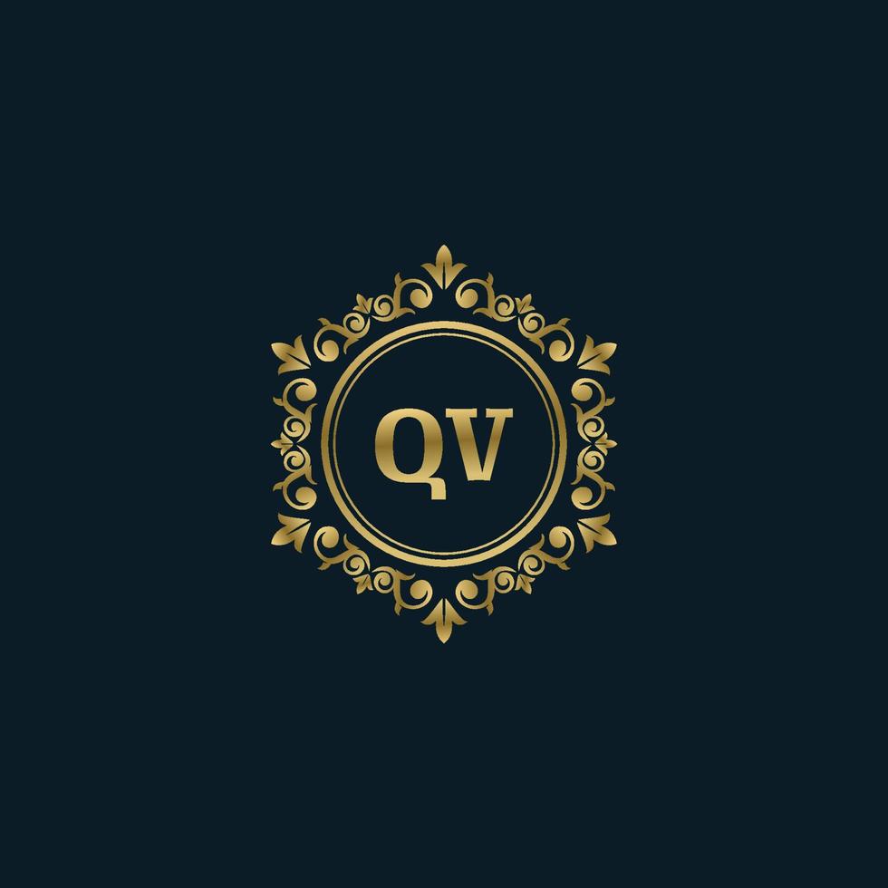 brev qv logotyp med lyx guld mall. elegans logotyp vektor mall.