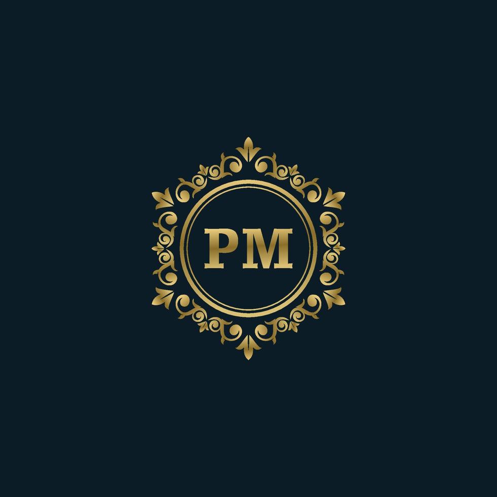 Buchstabe pm Logo mit luxuriöser Goldvorlage. Eleganz-Logo-Vektorvorlage. vektor